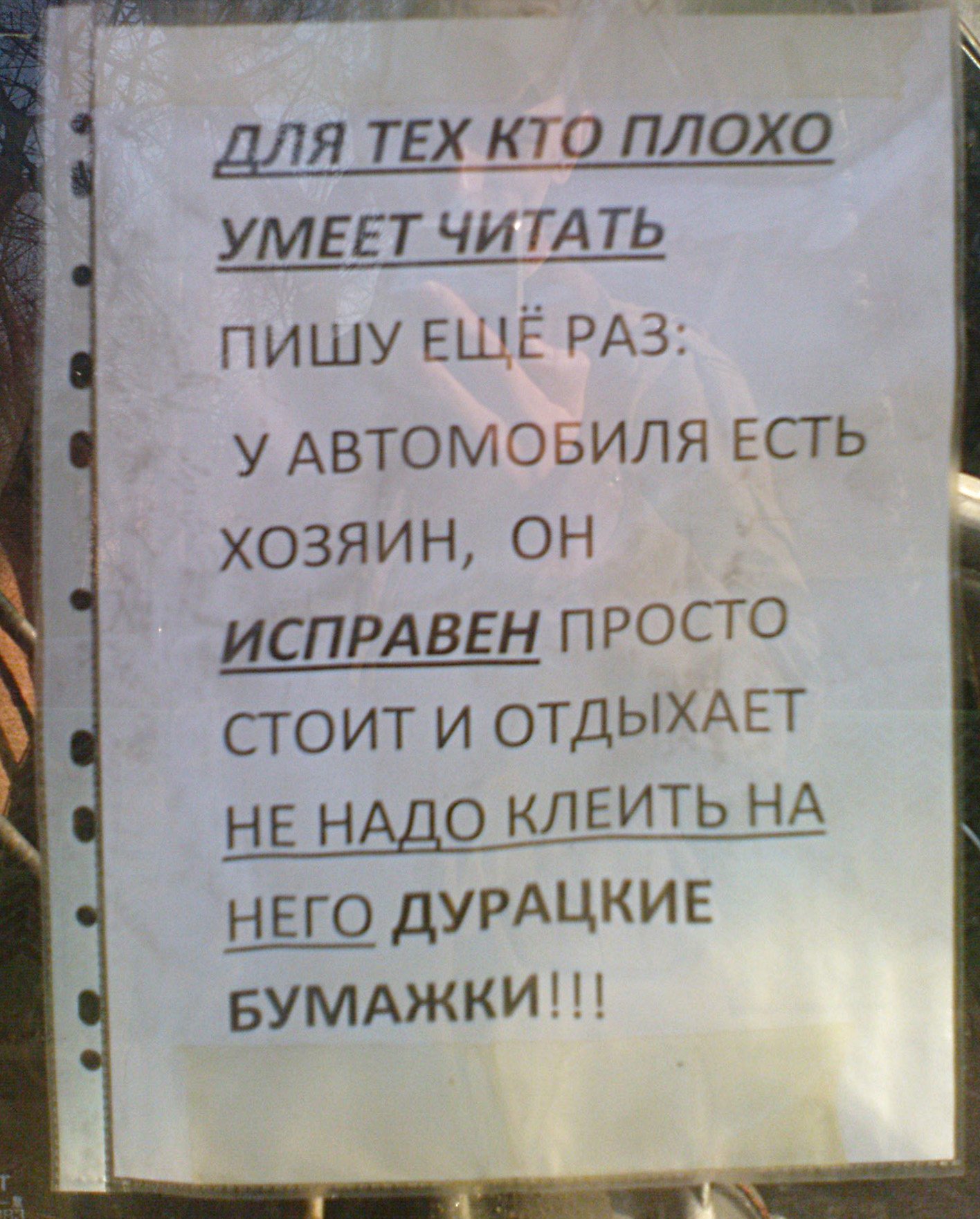 лист за стеклом